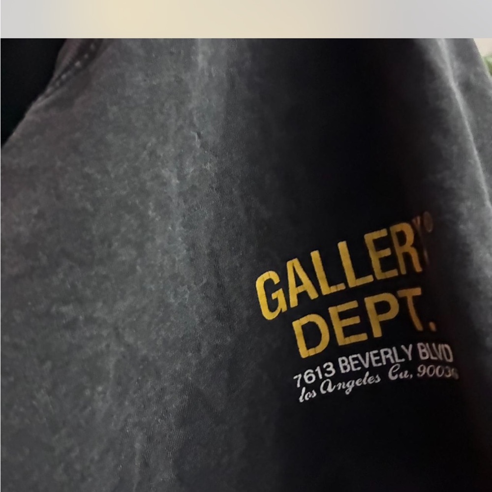 Gallery Dept Black Tee with Yellow Logo